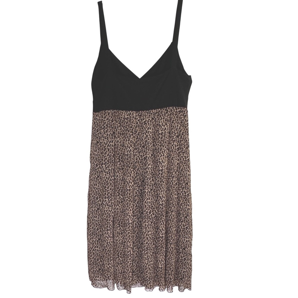 Biyaycda Leopard Print Midi Dress Womens 8 V-NeckY2K Indie Sleeze Wild Party